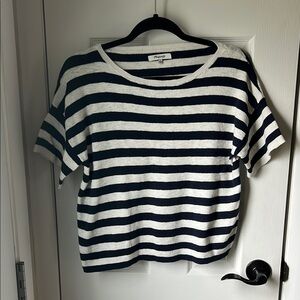 Madewell Navy and White Striped Knit Top